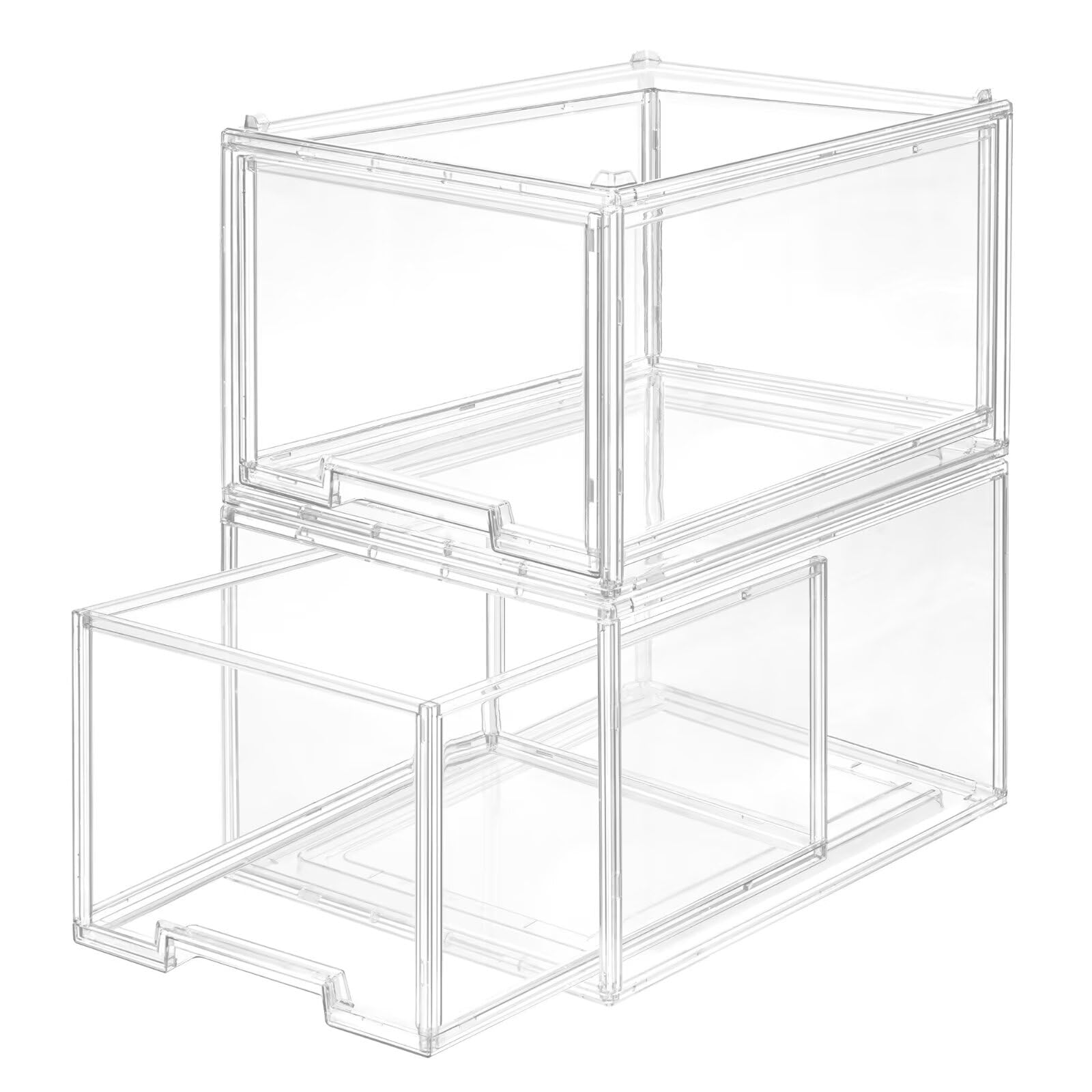 Az.Mifeno Large Stackable Storage Drawers,Clear Thickened Drawer Organizers With PullOut Drawer For Skincare,Cosmetics, Ideal F