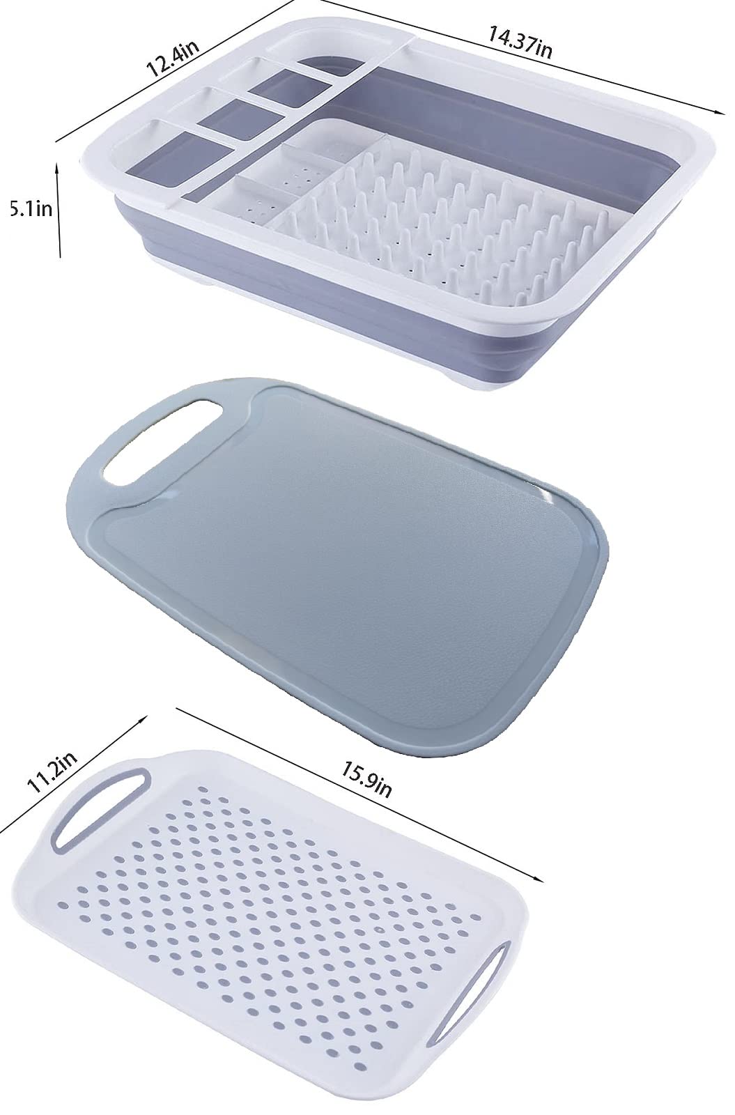 Yunteng Collapsible Dish Drying Rack And Drainboard Set Portable Camp Dish Drainer Dinnerware Organizer Dish Rack Foldable Dying
