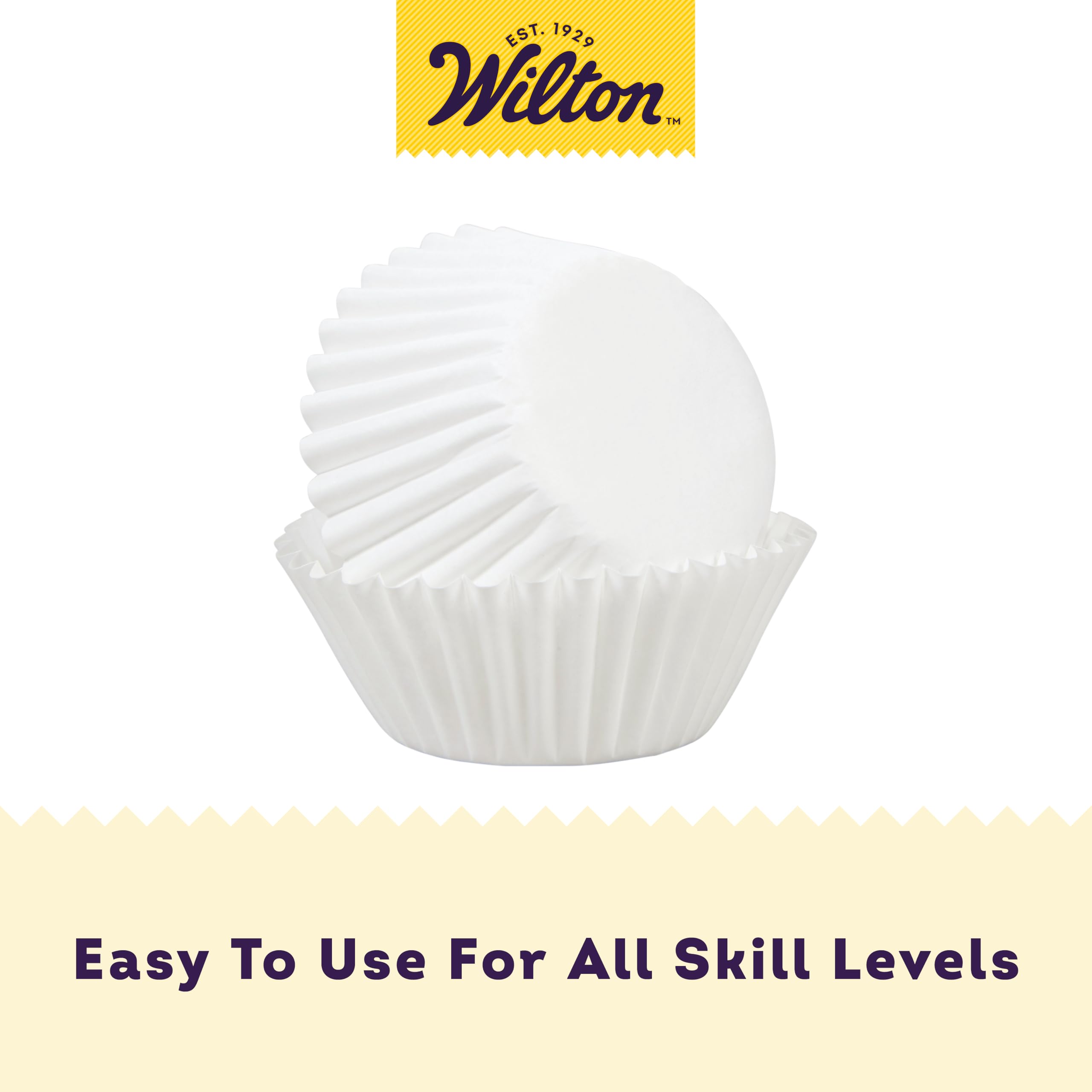 Wilton Mini Baking Cups - Use Mini Baking Liners For Baking Cupcakes Or Muffins, Ideal For Holiday Candy And Nuts Too, White, 1.