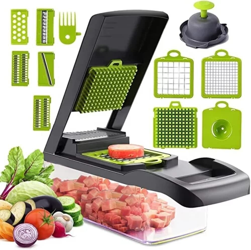 Jlv Picador,Cortador De Verdura 12 En 1 Manual Multi Kitchen Helper Procesador De Alimentos Chopper