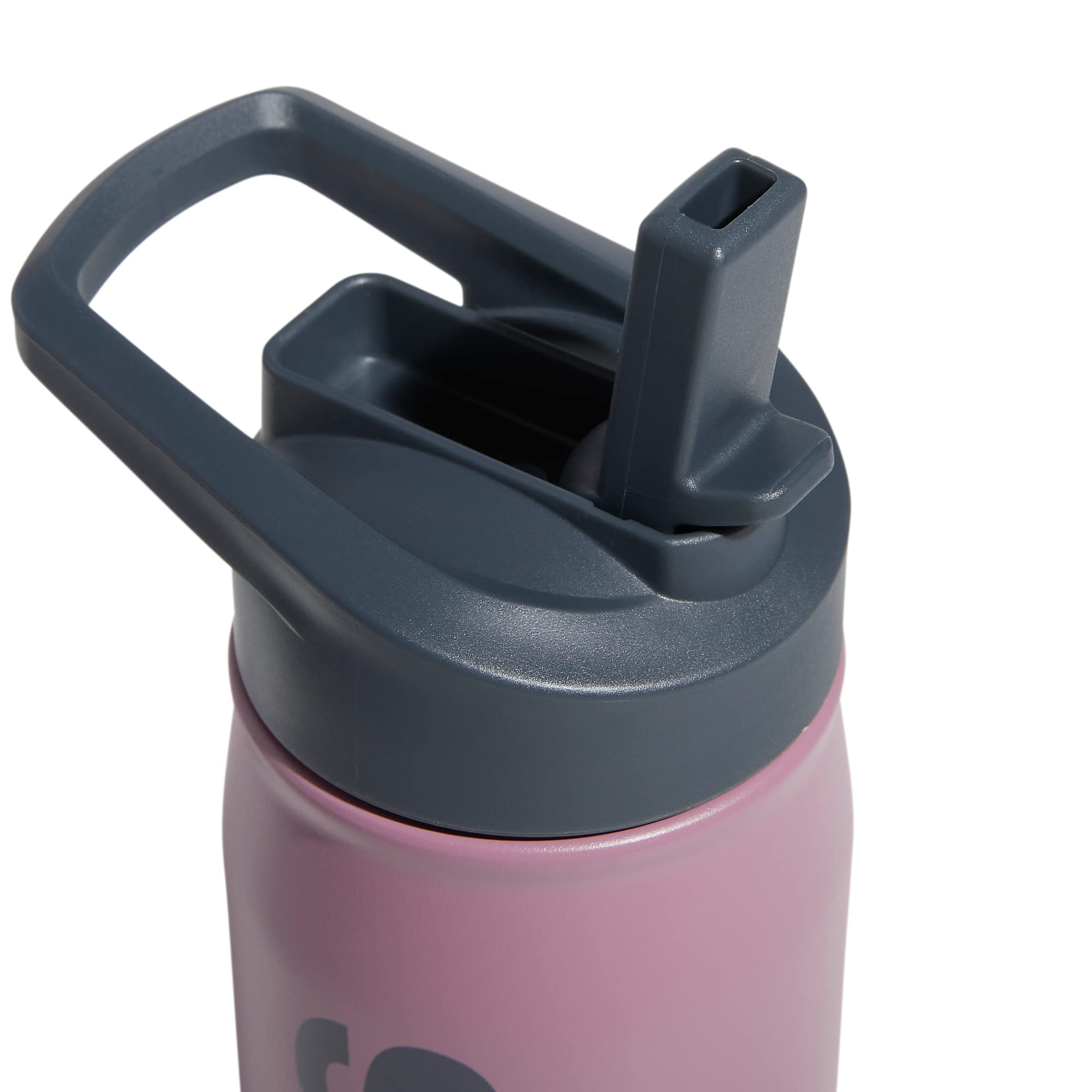 Adidas 600 Ml (20 Oz) Straw Top Metal Water Bottle, Hot/Cold Double-Walled Insulated 18/8 Stainless Steel, Wonder Orchid Purple/