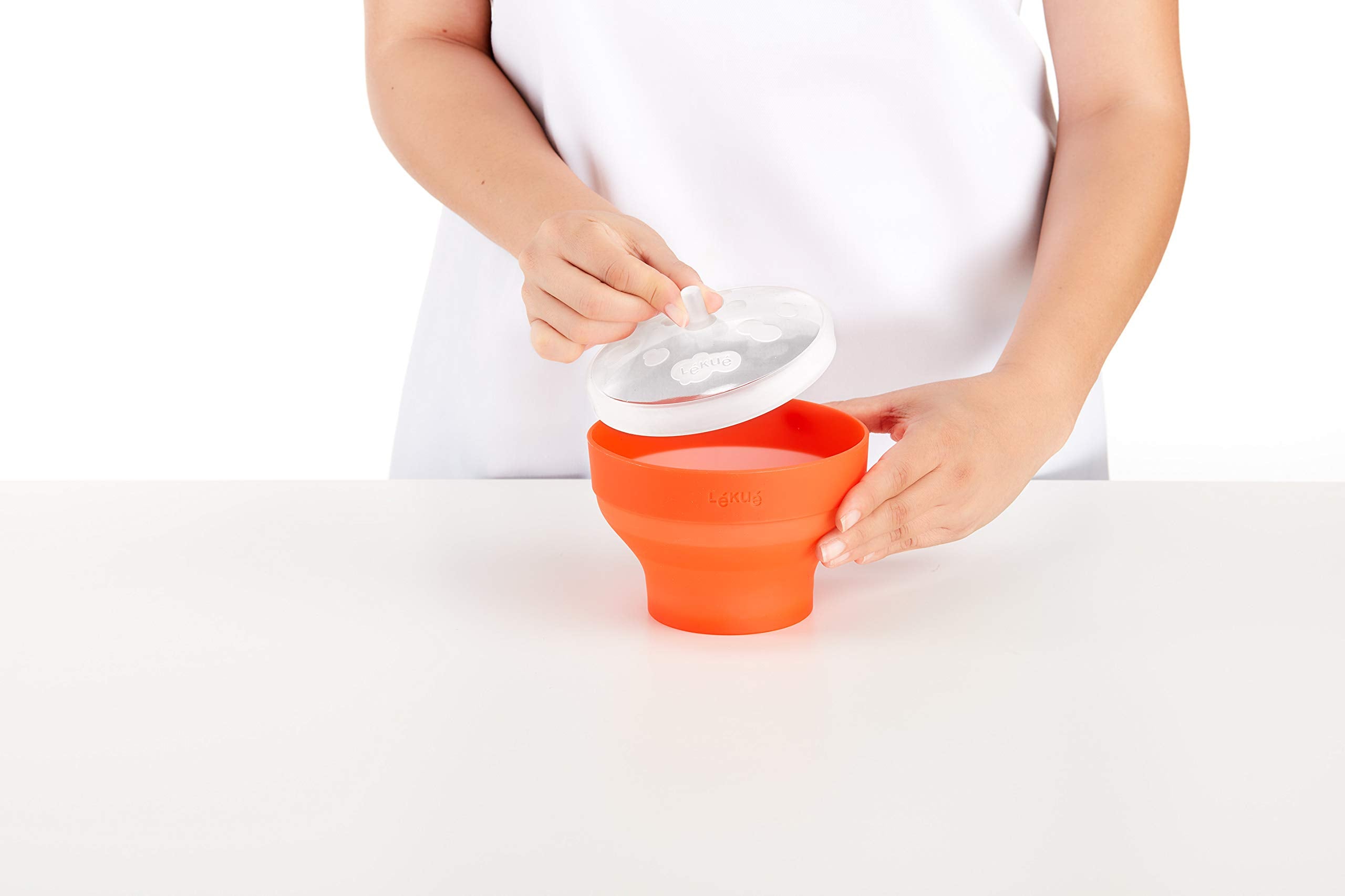 Lékué Mini Microwave Popcorn Maker, Silicone, 5 x 3.5in, Red, Model 0202227S01
