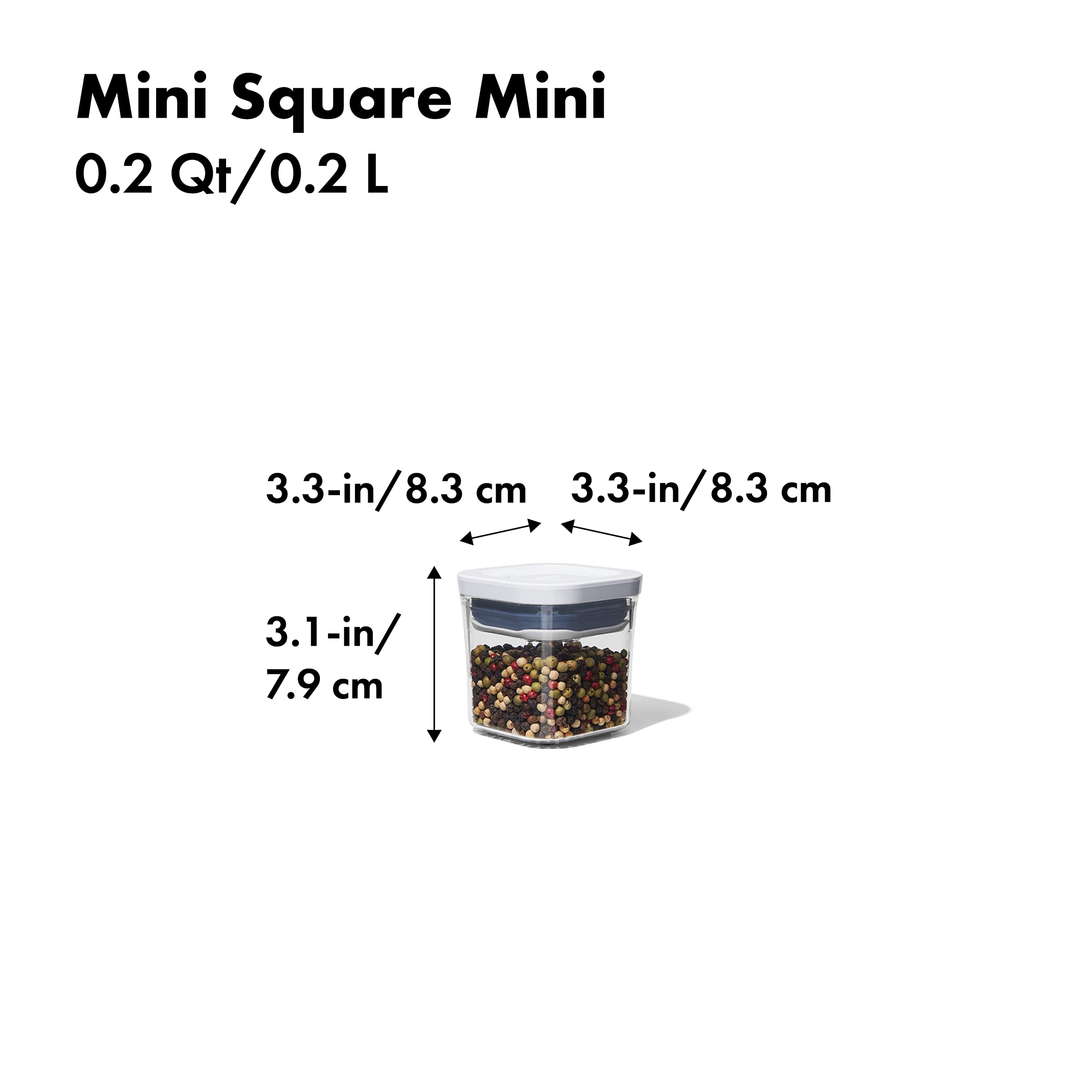 Oxo Good Grips Pop Container - Airtight Food Storage - Mini Square Mini 0.2 Qt Ideal For Spices And Dried Herbs