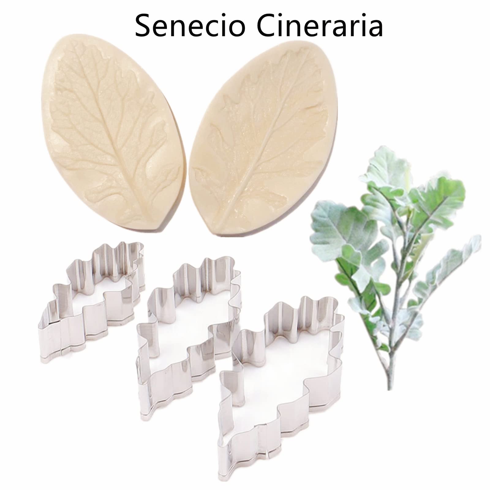 8Set Gumpaste Flower Silicone Mold And Cutter Stainless Steel Flower Cutter Fondant Flower Veining Molds Sugarcraft Flowers Maki