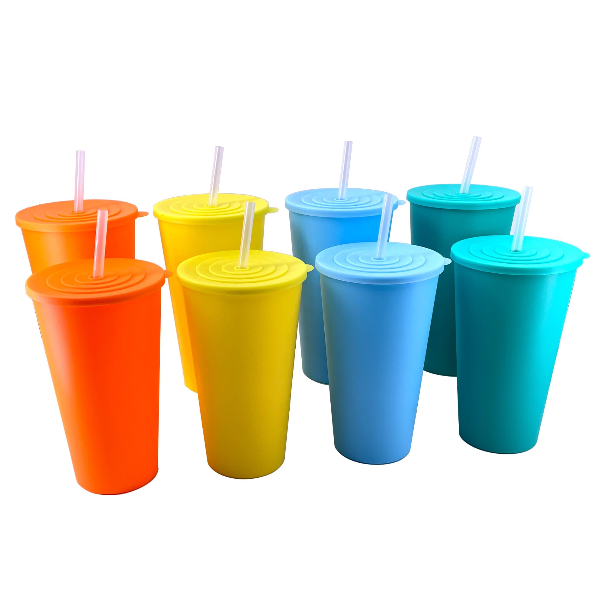 AOYITE 32 oz Cups with Lids and Straws Set 8, BPAFree Iced Coffee Tropical