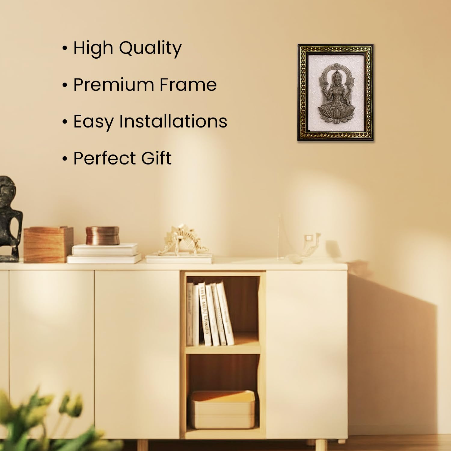 Astrotalk Pyrite Lakshmi Ji on Selenite Frame | Pyrite Stone Brings Money & Abundance | Maa Lakshmi Pooja Decorative Items for Home & Office | Gift for Man & Woman | 19x24x1 cm | 1 Piece