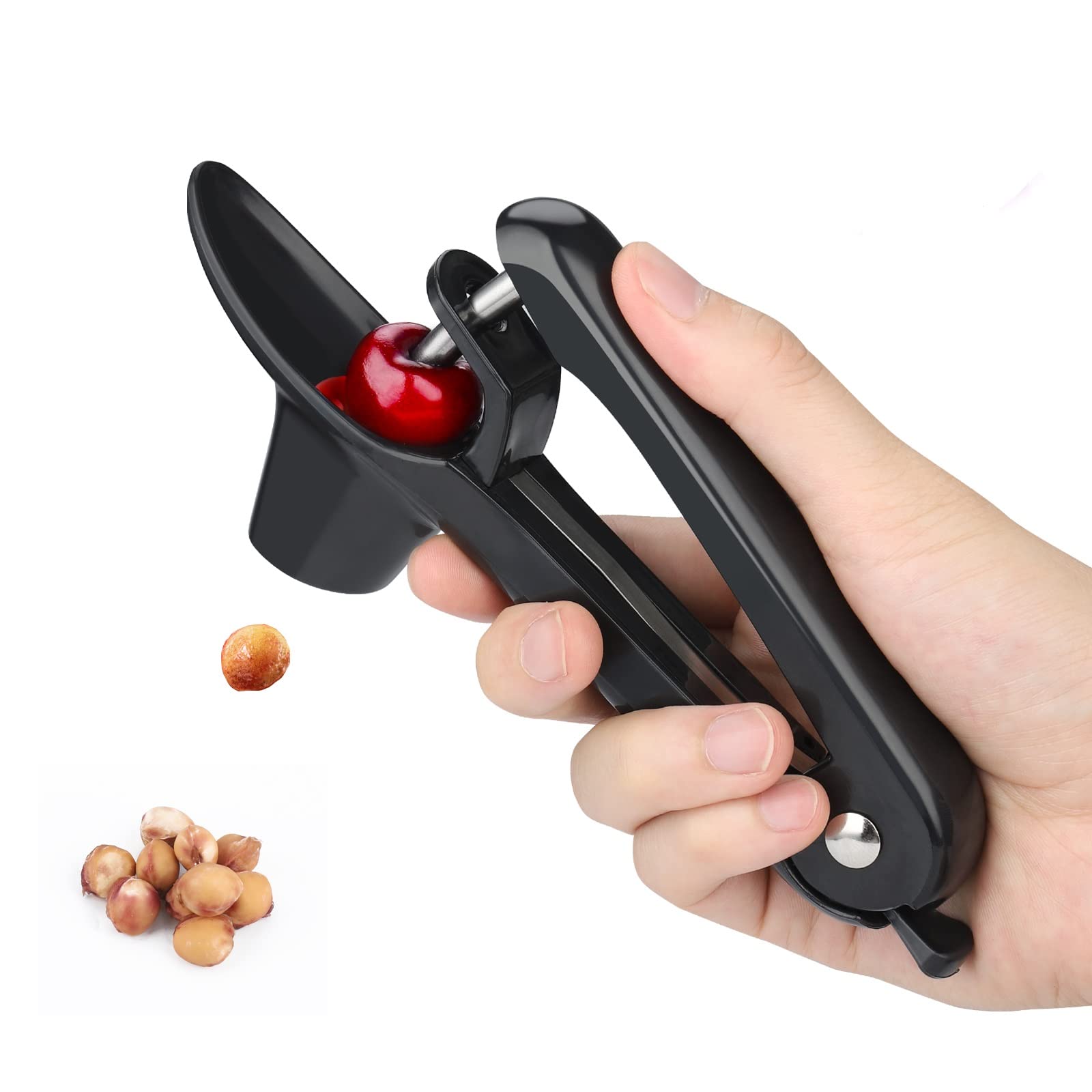 Firjuty Cherry Pitter - Heavy-Duty Olive And Cherry Pitters Corer Tool With Space-Saving Lock Design, Multi-Function Cherries St