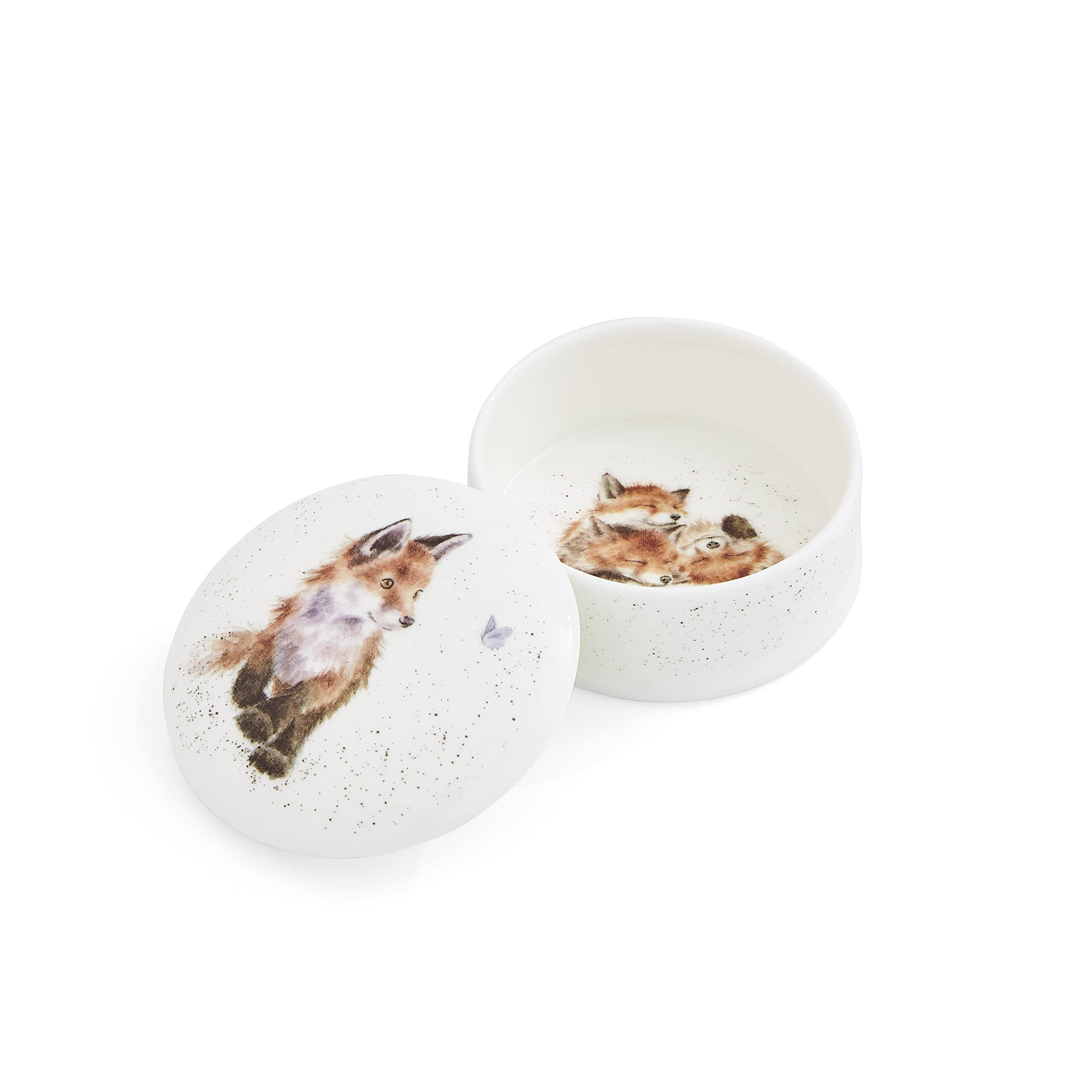 Wrendale Designs Fox Lidded Box, Multi Coloured, 8.5cm