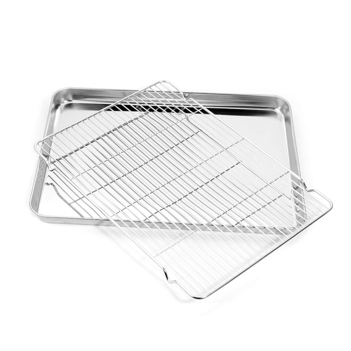Bastwe Baking Sheet And Cooling Rack Set, Stainless Steel Commercial Grade Cookie Sheet And Rack Set, 12.5 X 10 X 1 Inch, Health