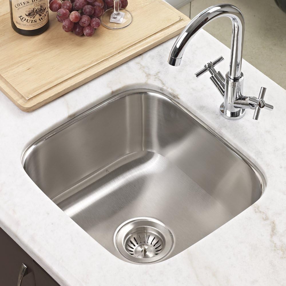 Houzer Ms-1708-1 Club Series Undermount Stainless Steel Square Bowl Bar/Prep Sink