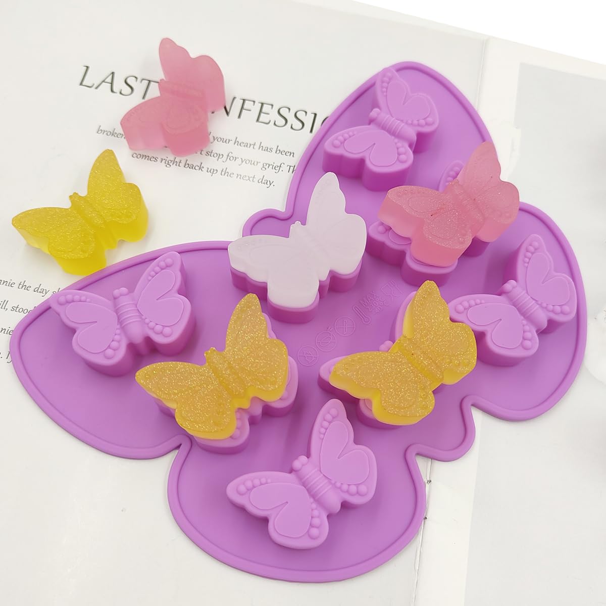 3 Pcs Butterfly Mold Silicone,Yucool Chocolate Candy Gummy Baking,Butterfly Ice Cube Tray,Butterfly Chocolate Mold,Pudding,Soap,