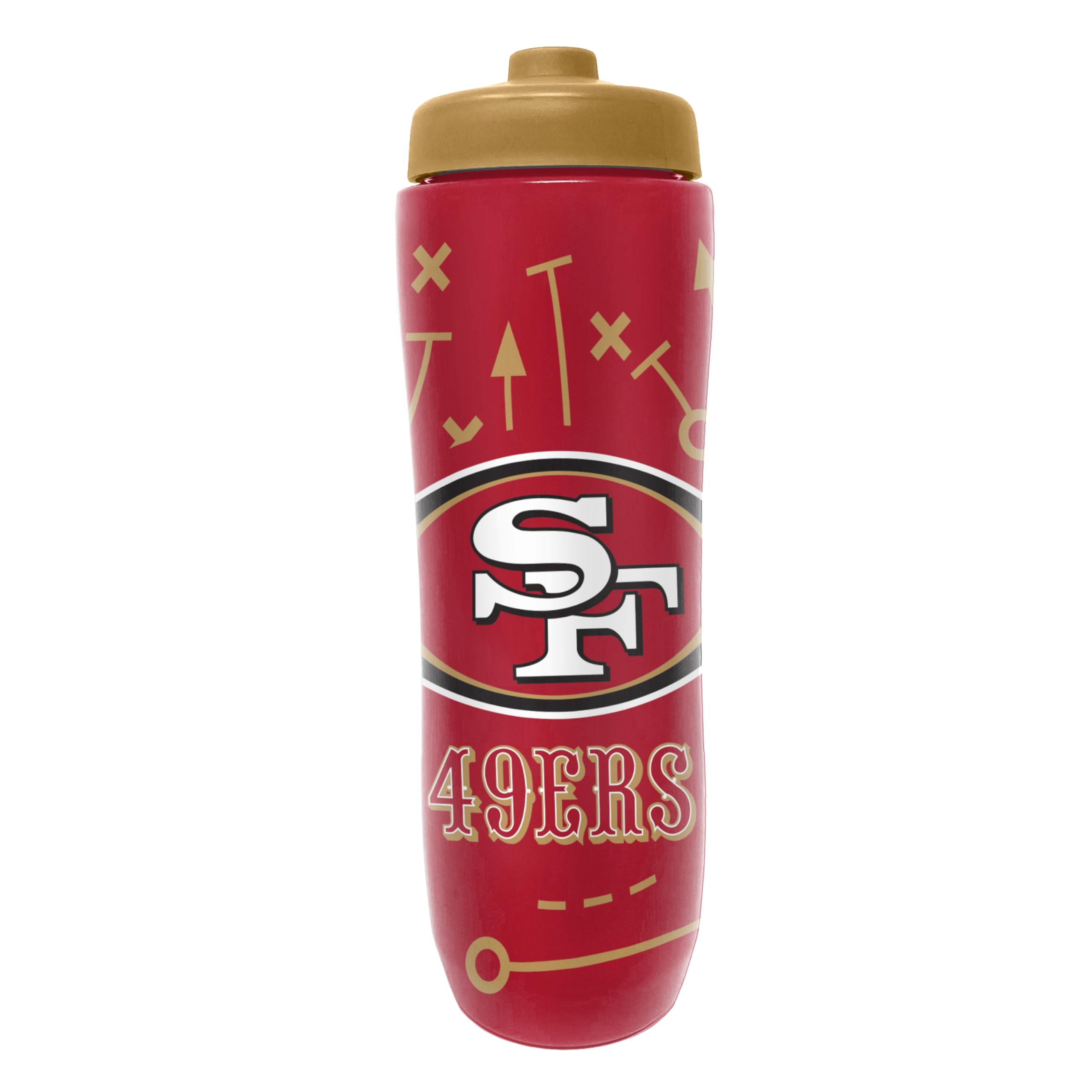 Party Animal NFL Football Squeeze Bottle, 32 oz BPA-Free Sports Water Bottle with Quick Flow for Kids & Adults, San Francisco 49