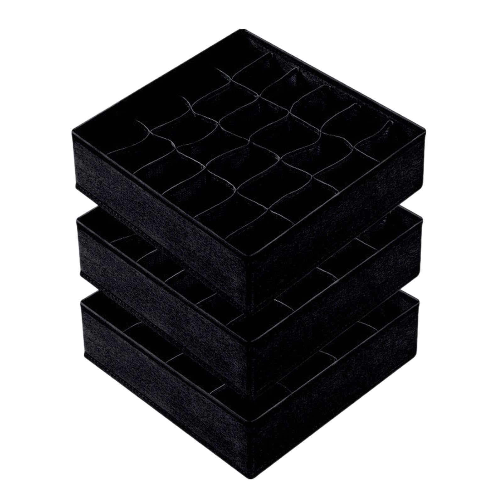 Enakshi 3 Pieces Sock Underwear Drawer Organizer Dividers For Undies, Handkerchiefs, Black|Home & Garden | Household Supplies & 
