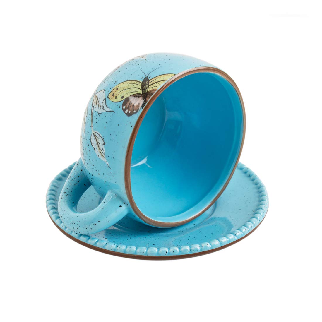 Chumbak Flora Butterfly Cup & Saucer- Blue