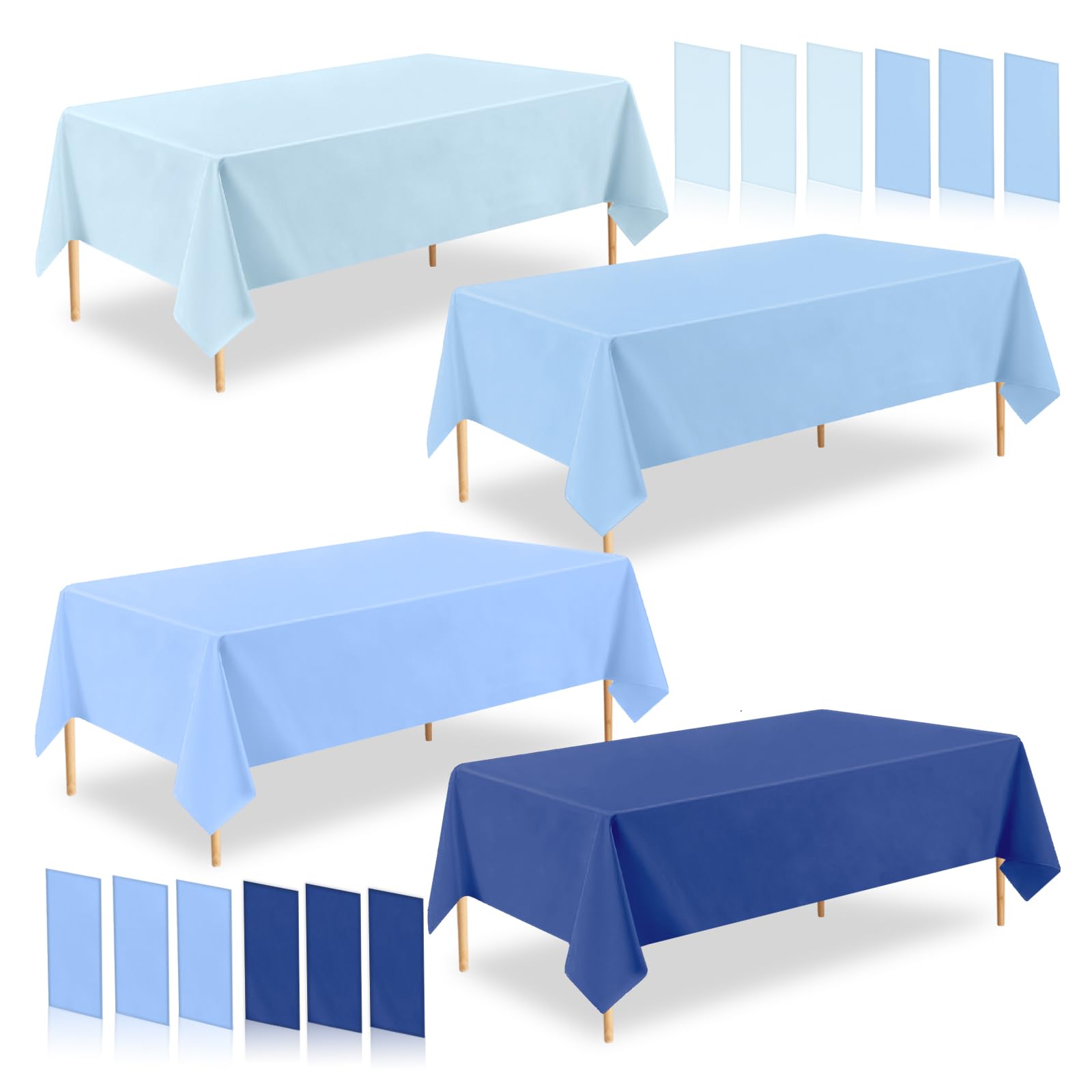 ZHIAXTON 12 Pack Blue Plastic Tablecloth,54 X 108 Inch Disposable Table Cloth Rectangle Table,4 Mixed Blue Table Cloth for Brida