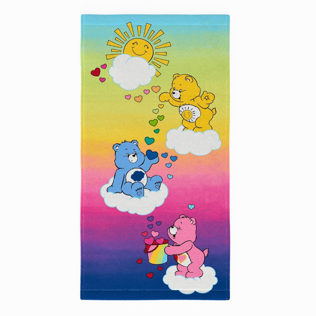 Franco Care Bears Rainbow Kids Super Soft Cotton Bath/Pool/Beach Towel, 58 In X 28 In, (Offical Licensed Product)