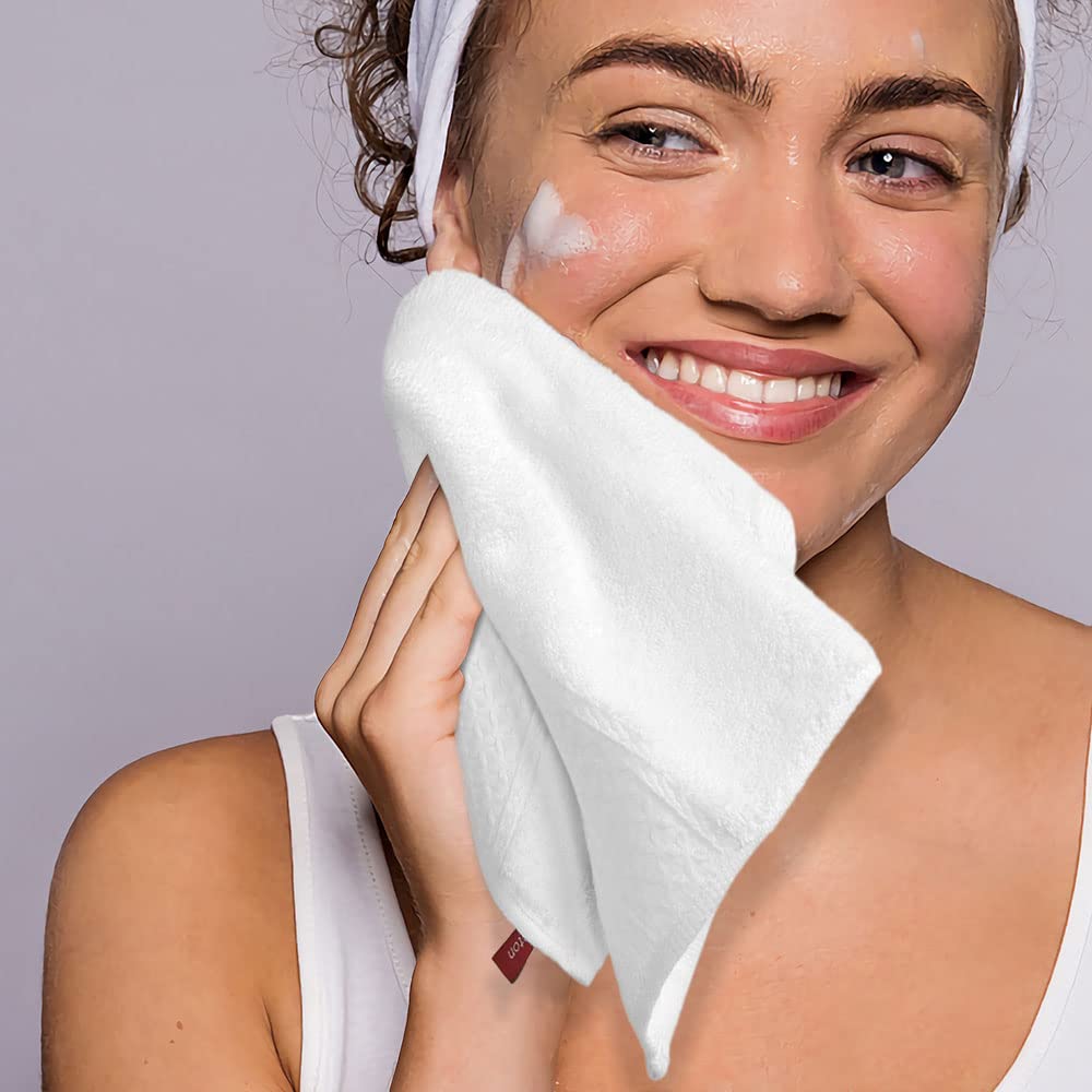 Cleanbear Extra Soft Wash Cloths Washcloths Set 6-Pack 13 X 13 Inches, Highly Absorbent Facecloths (Dark Gray & White)