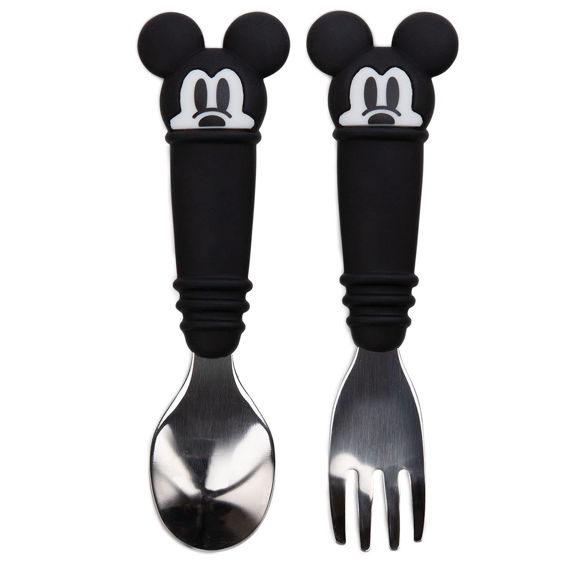 Bumkins Disney Toddler Utensils, Kids Size Fork and Spoon Set, Silicone and Stainless-Steel Training Silverware, Fork / Spork fo