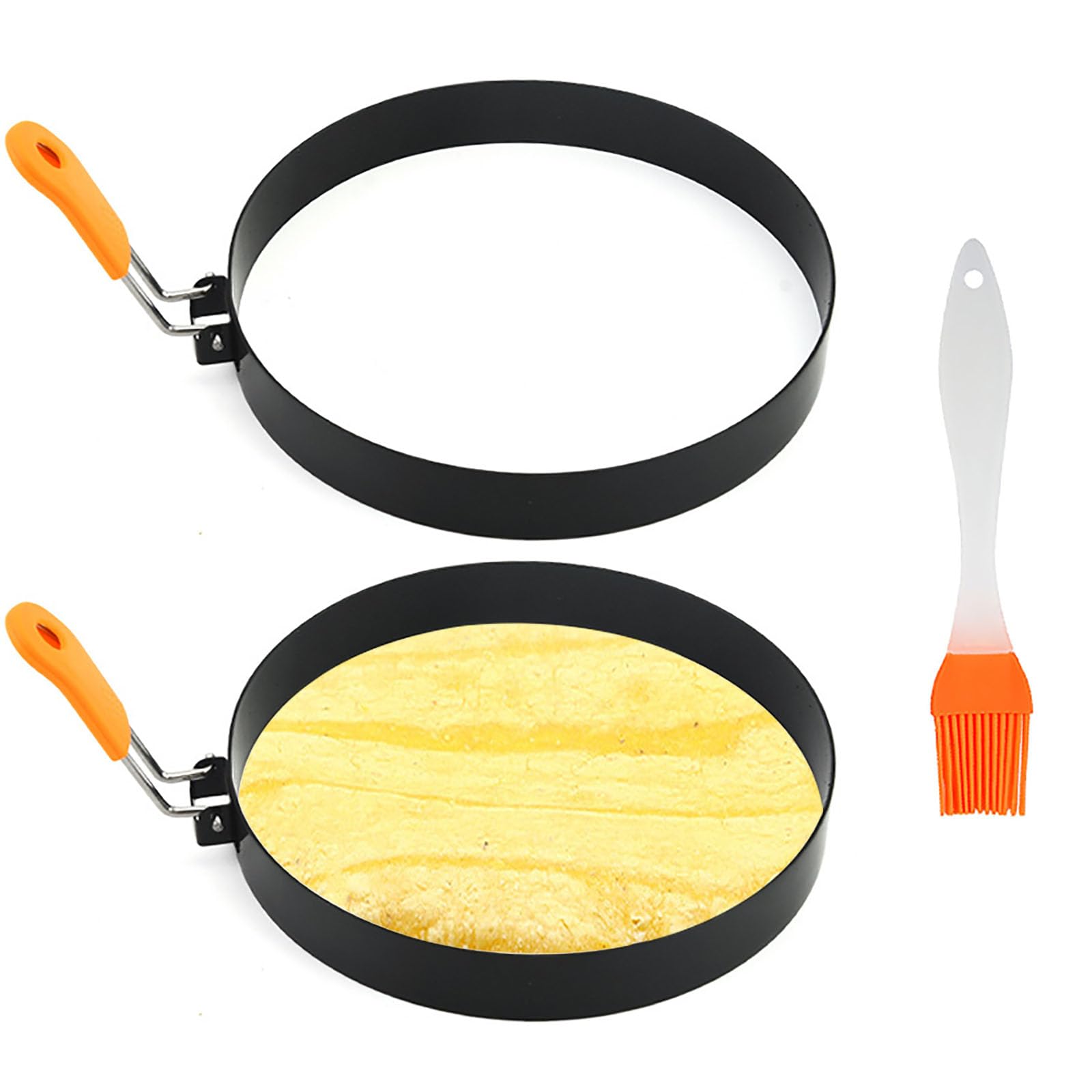 Egg Rings 2 Pack 6'' Pancake Mold Nonstick Round Pancake Egg Mold With Silicone Handle Stainless Steel Frying Eggs Ring For Grid