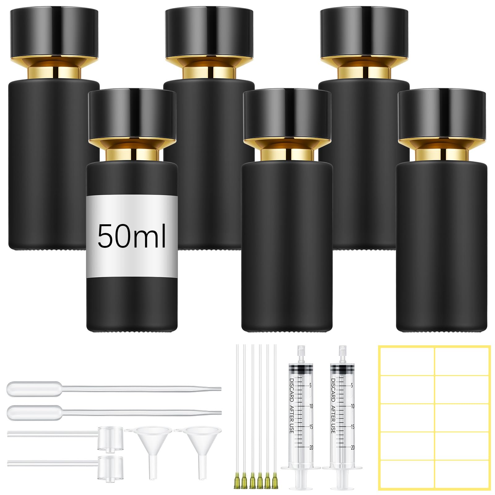 Teenyyou 6 Pack 50 Ml Glass Perfume Bottles And Refill Tools Set, Travel Perfume Atomizer Spray Bottles, Portable Empty Refillab