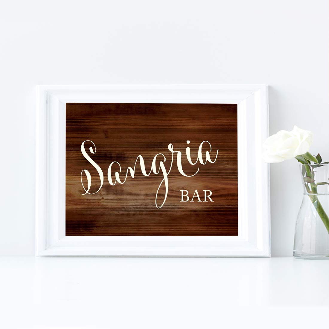 Andaz Press Wedding Party Signs, Rustic Wood Print, 8.5X11-Inch, Sangria Bar Sign, 1-Pack, Unframed