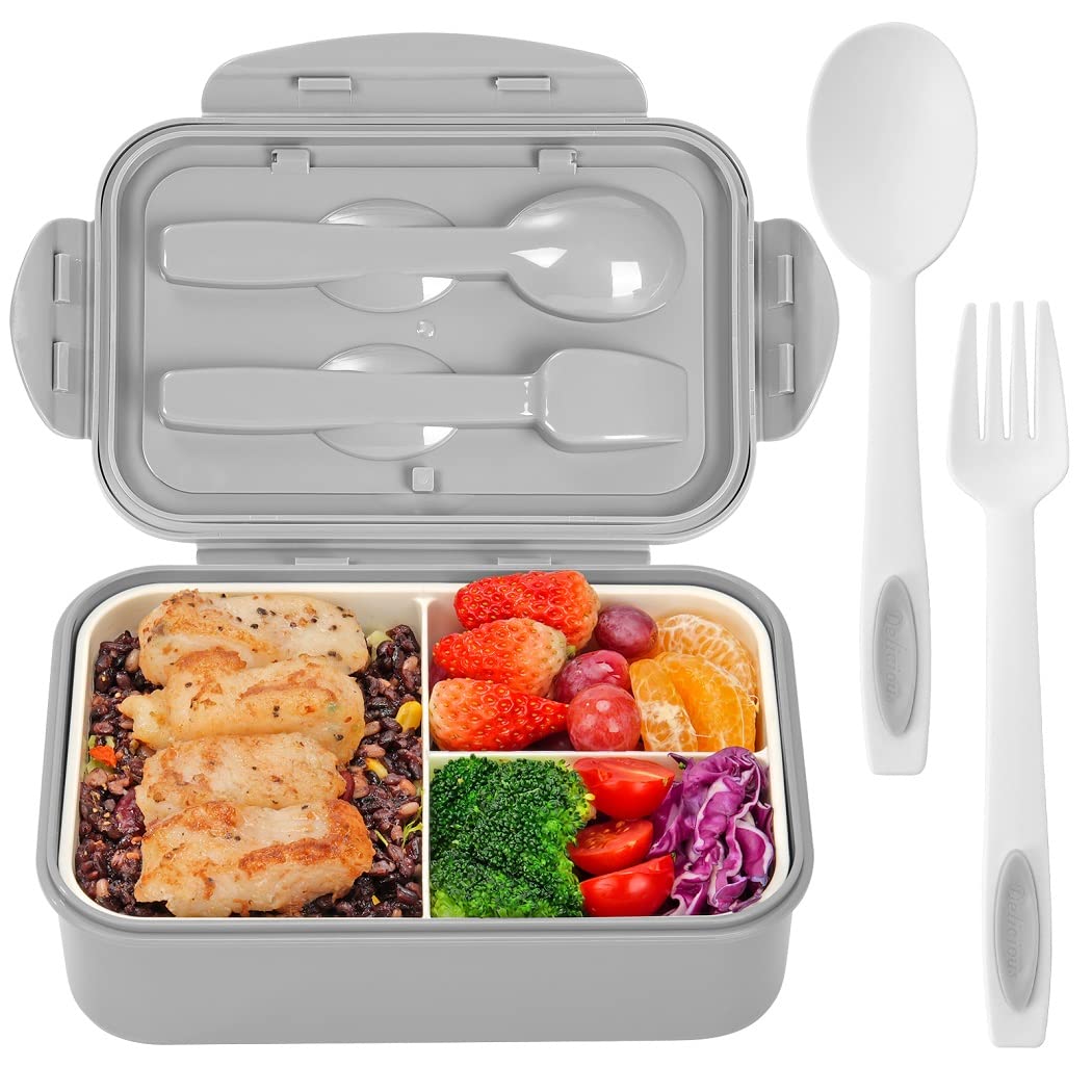 Lovina Bento Boxes For Adults - 1100 Ml Bento Lunch Box Container For Kids With Spoon & Fork - Durable Perfect Size For On-The-G