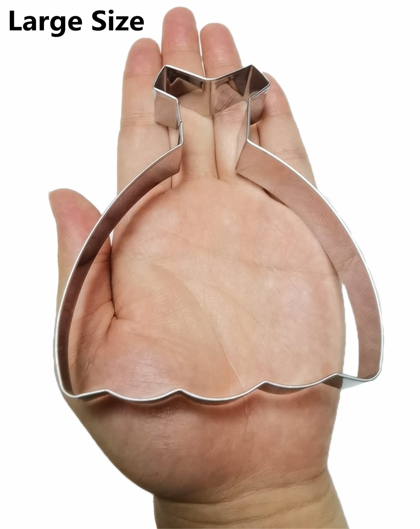 Large Size Dress Shaped Cookie Cutter, Stainless Steel Off-The-Shoulder Wedding Dress Princess Dress Cookie Cutter, 4.3 Inches
