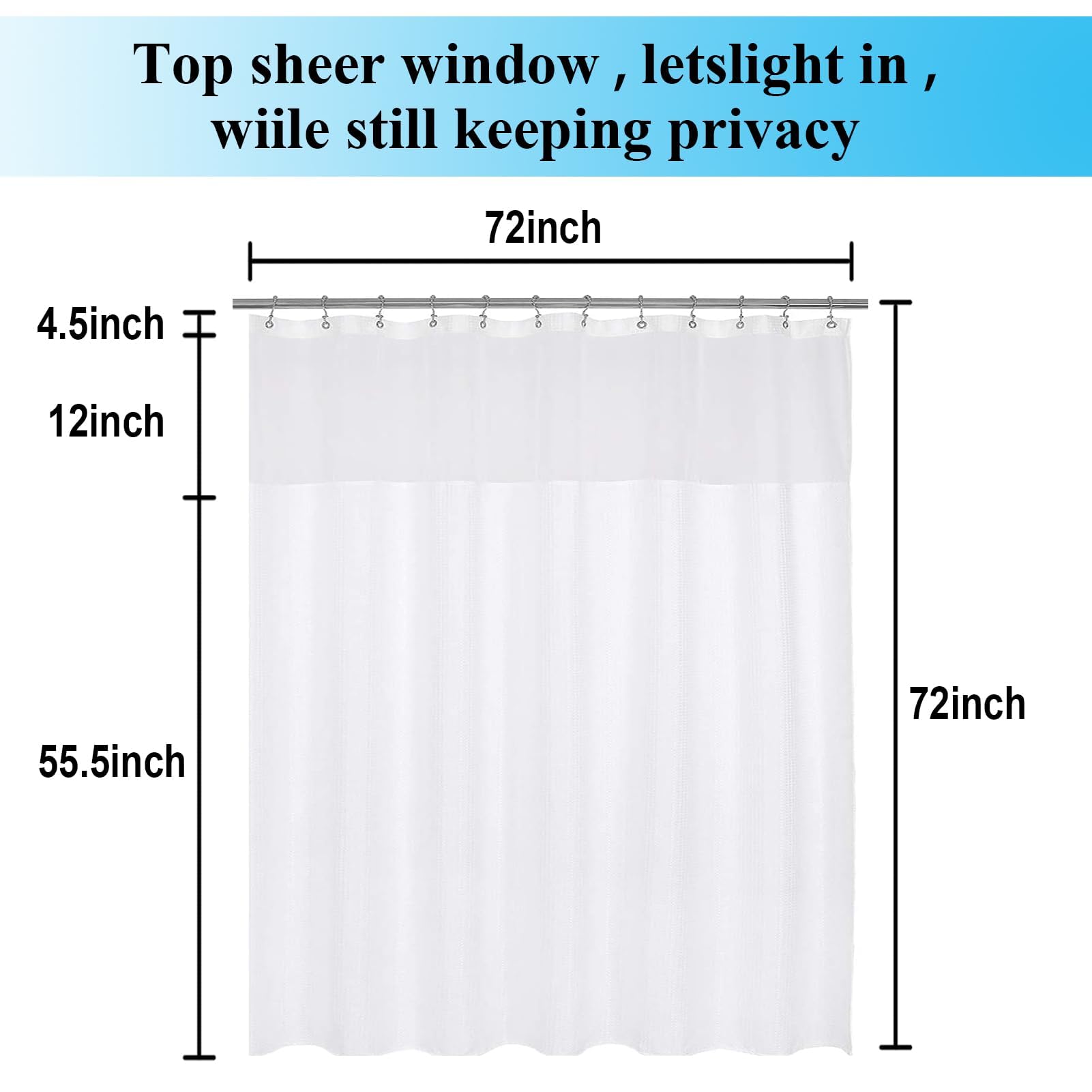 Ortigia Double Misty Forest Shower Curtain Set With Snap In Liner For Bathroom, Dark Green Nature Shower Curtains With See Throu