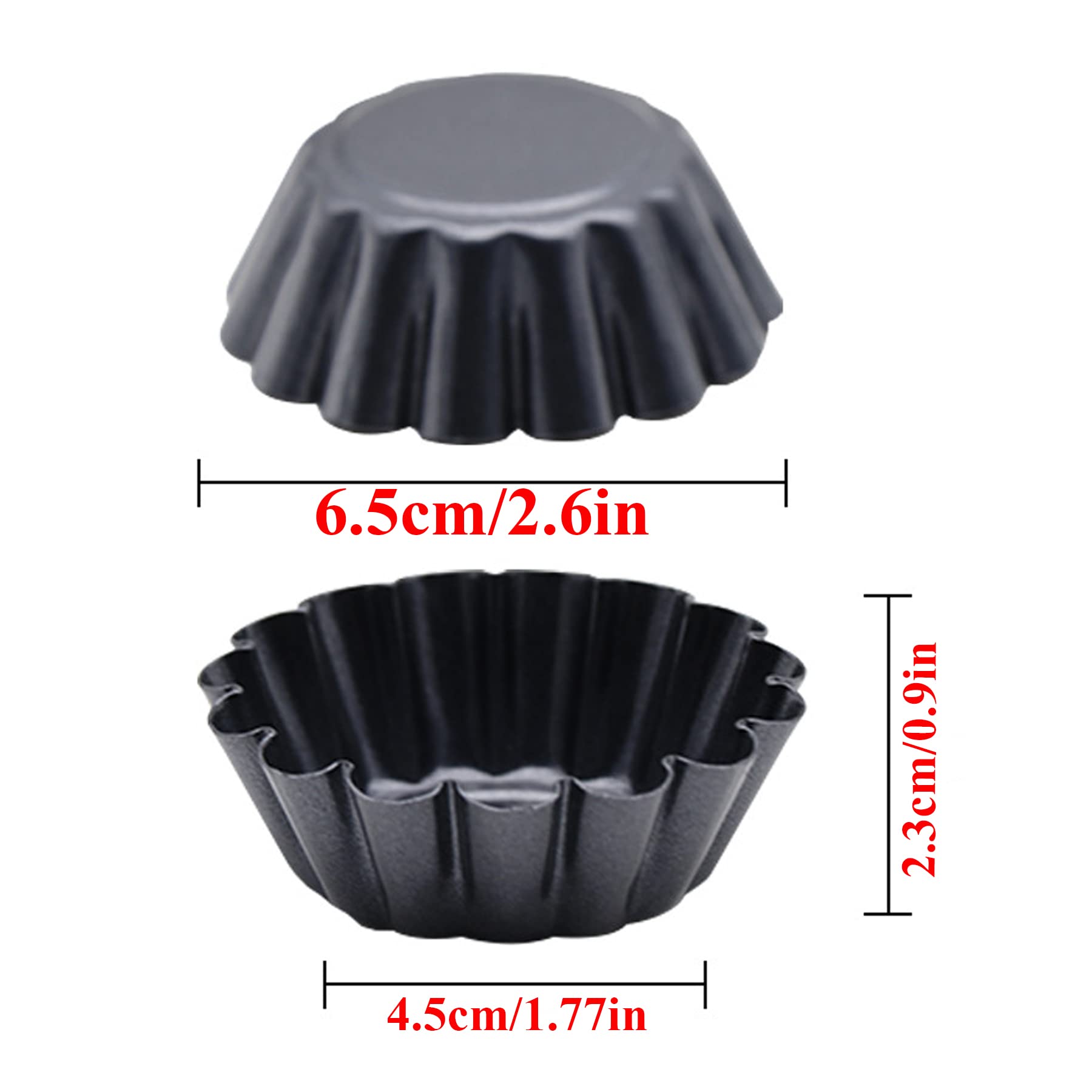 Mggi 12 Packs Egg Tart Mold, Size 2.6 X 0.9Inch, Non-Stick Pan Carbon Steel Egg Tart Molds, Mini Pie Mould, For Pies, Chinese Eg