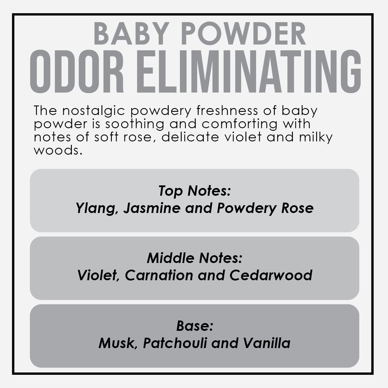 Baby Powder Odor Eliminating Highly Fragranced Candle - Eliminates 95% of Pet, Smoke, Food, and Other Smells Quickly - Up to 80