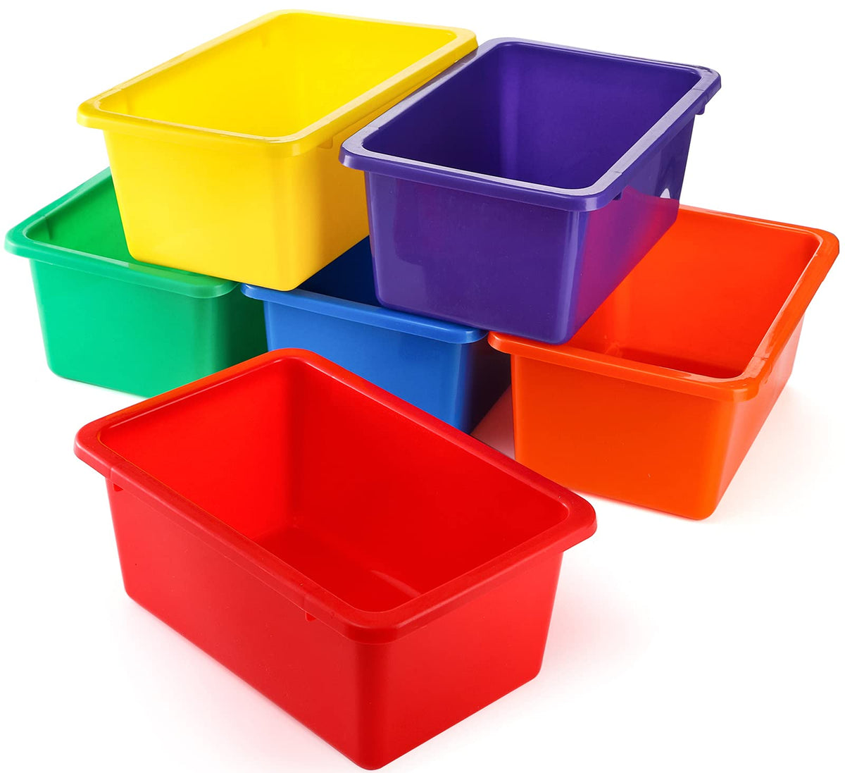Nicunom 6 Pack Cubby Bin Storage Bins, Multi-Purpose Plastic Storage Bins Stackable Organizer Storage Cubbies For Home, Nursery,