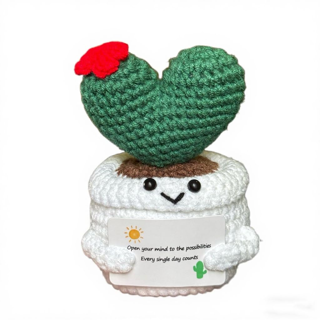 Tileafry Hand Crochet Knitted Potted Rose Bouquet Creative Knitted Potted Plant mini Cute Home Desktop Decorations and Gifts for