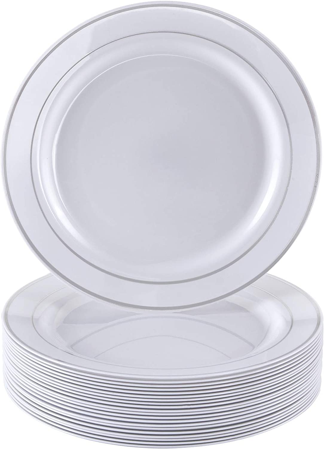 Silver Spoons Disposable Dinnerware Set, 10 Salad Plates (Silver Glare, 7.5')