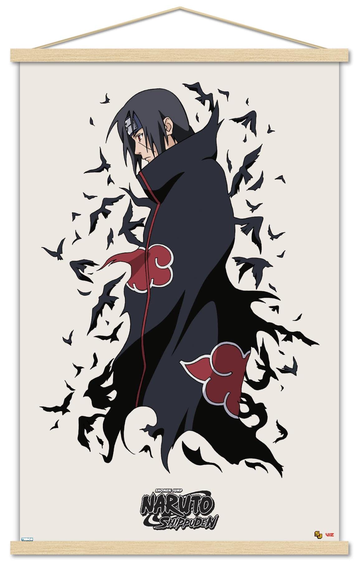 Trends International Naruto Shippuden - Itachi Wall Poster, 22.375'' X 34'', Premium Print And Beechwood Hanger Bundle
