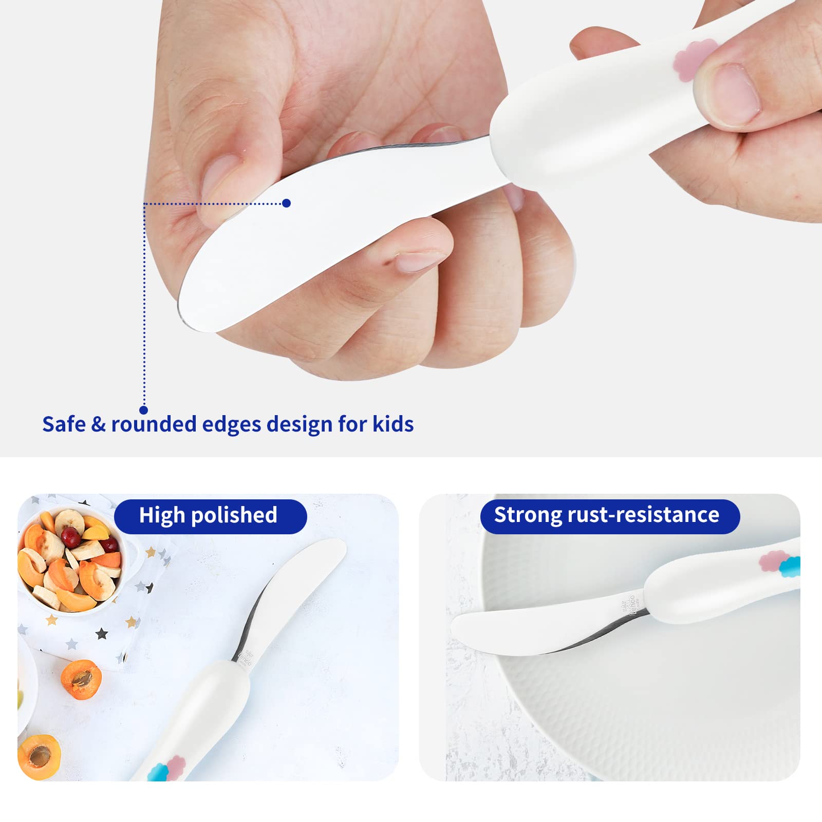 Lehoo Castle Toddler Silverware Set, 6 Pcs Toddler Utensils Stainless Steel, Boys Kids Silverware Set, Safe Toddler Forks and Sp