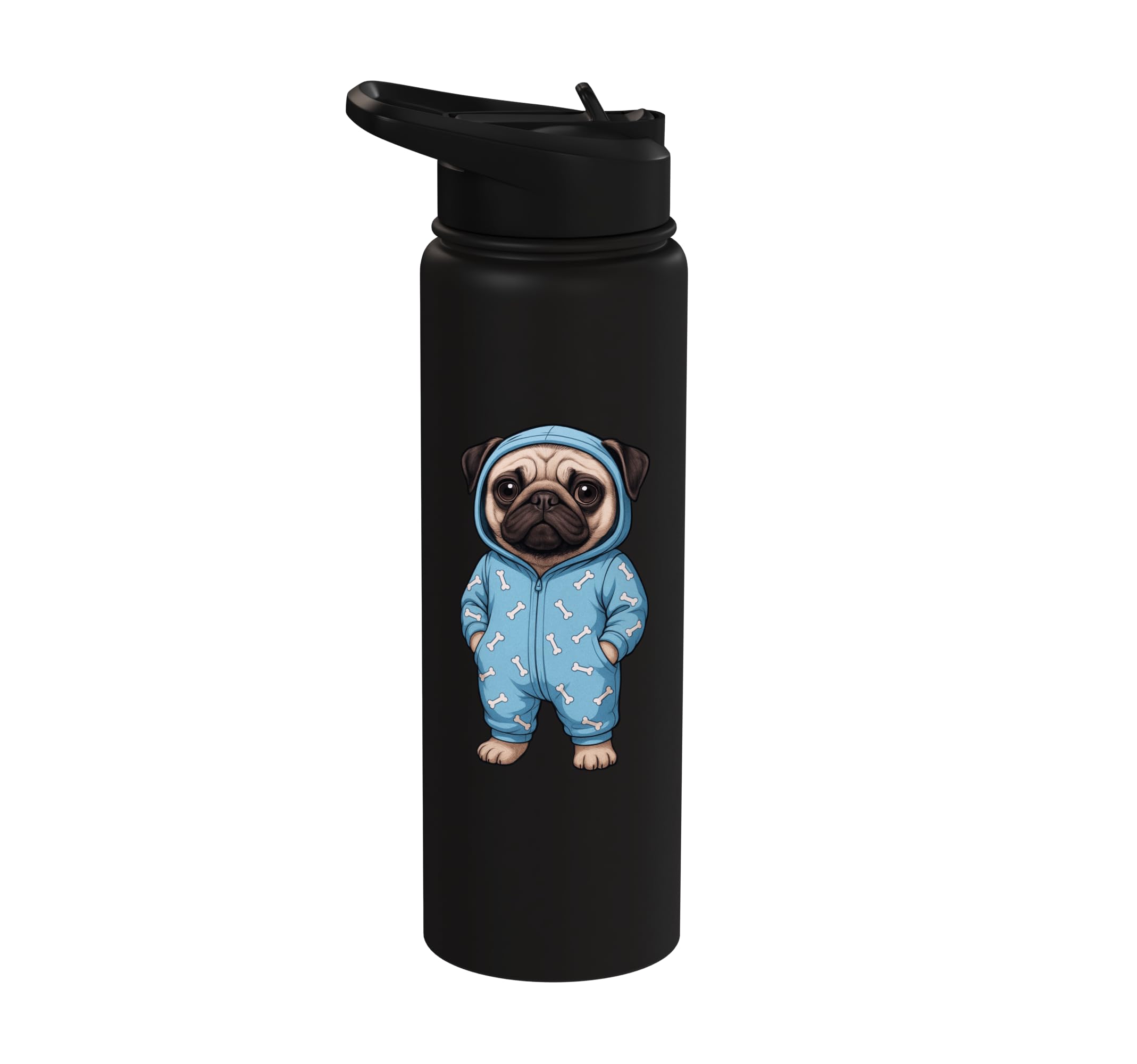Dog Pug Sleepy Pug Lover Women Men Kids Stainless Steel Insulated Water Bottle