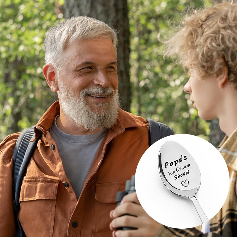 Papa Gifts For Dad Grandpa Papas Ice Cream Shovel Spoon Engraved Birthday Gift For Papa Grandfather Grandpa Fathers Day Gift For