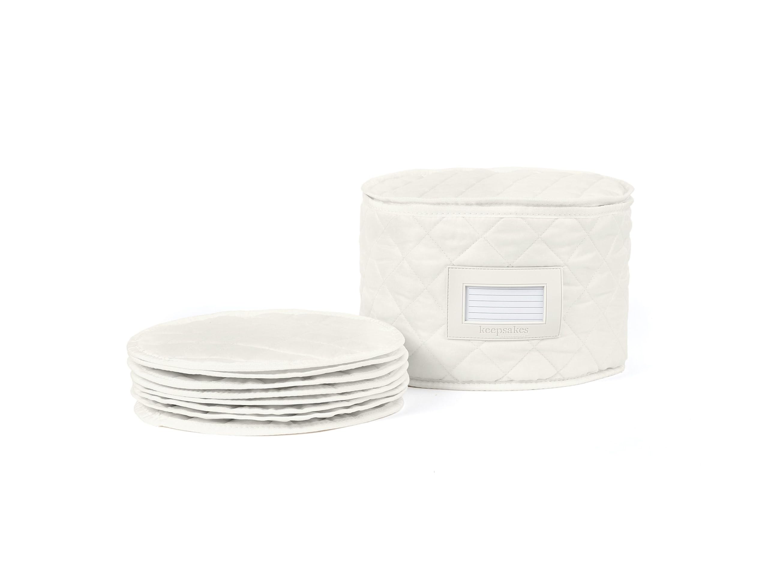 Covermates Keepsakes - Dish Storage - Padded Protection - Id Window - Stain Resistant - Machine Washable - China Storage, Cream