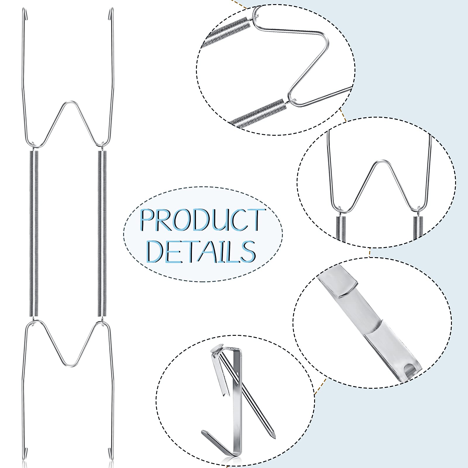 Hotop 20 Pieces 4/5, 6, 8, 10 Inches Invisible Plate Hangers Wall Plate Hangers Stainless Decorative Wire Plate Hangers With 20