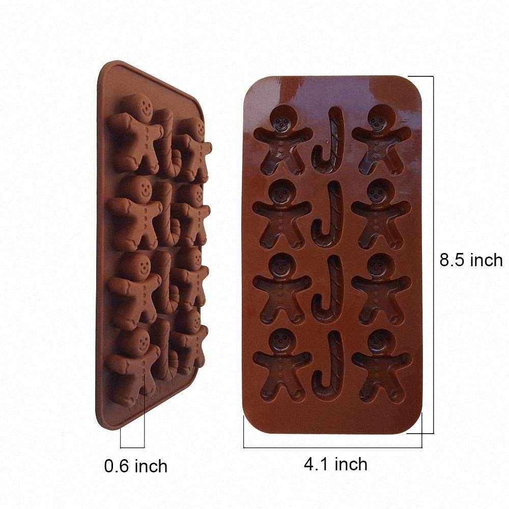 2-Pack Gingerbread Man Chocolate Molds Set - Moldfun Christmas Party Gingerbread Man Silicone Molds For Ice Cubes, Soaps, Candle
