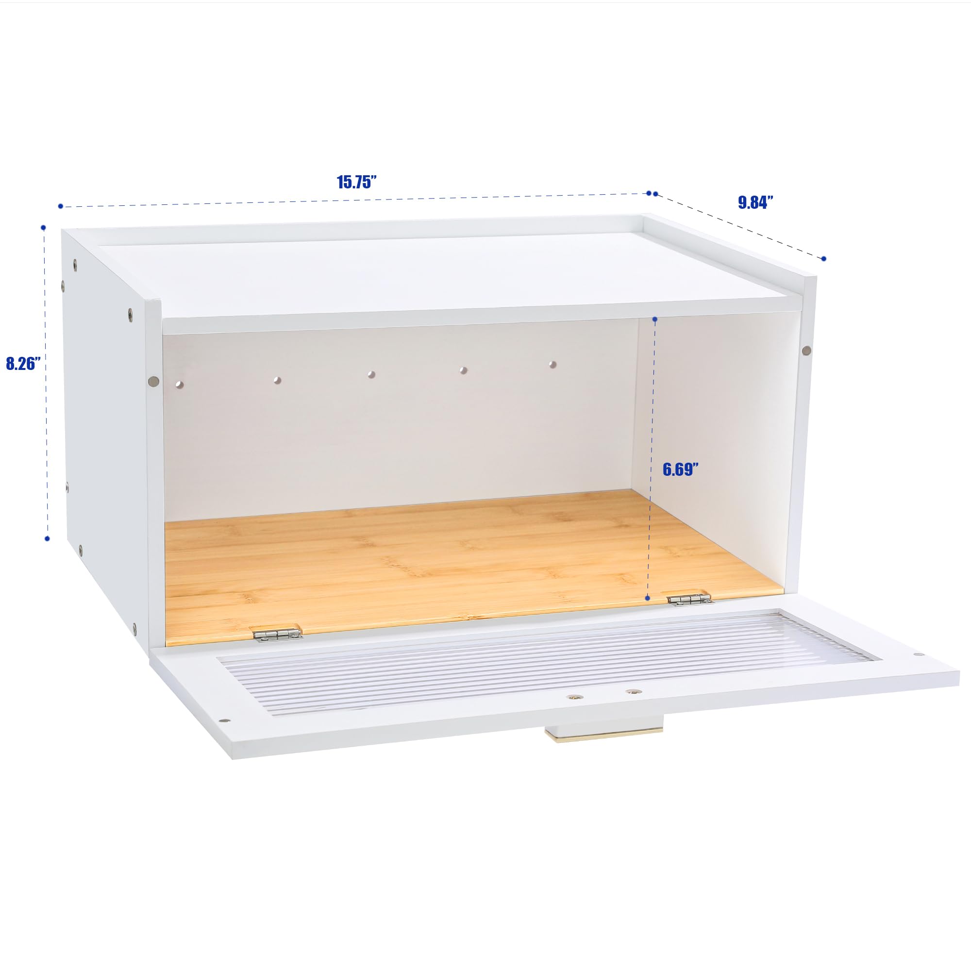 ETMI White Bamboo Bread Box for Kitchen Countertop - Mothers Day Gifts for Mom,Kitchen Essentials Bread Storage for Homemade Bre