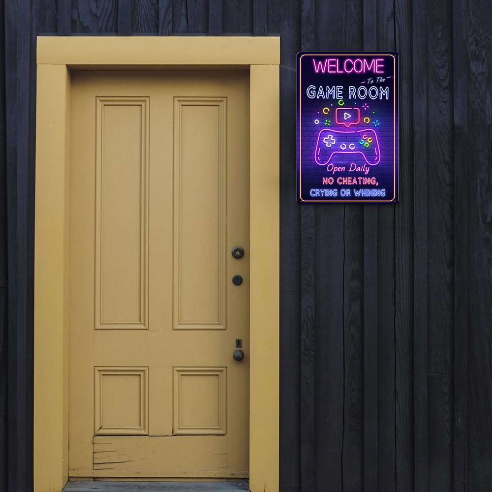 Gaming Room Wall Decor Gaming Room Metal Tin Sign Welcome To The Game Room Signs Gamer Room Decor For Boys Bedroom Accessories G