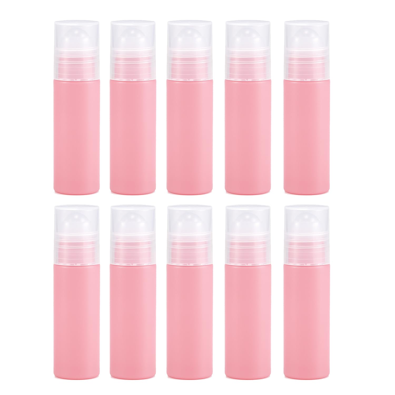 5ml Pink Plastic Roller Bottles with Clear Caps Refillable Roll On Containers Travel Perfume Roller Bottles for Essential Oils, 