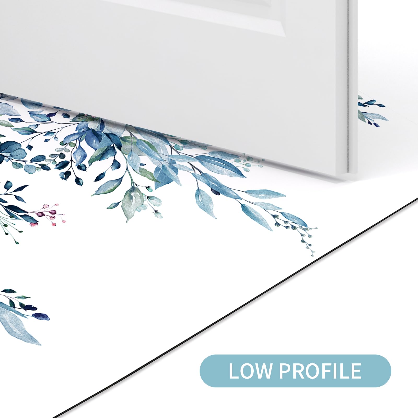 Gibelle Eucalyptus Leaves Bath Mat Rug Super Absorbent Quick Dry Thin Bathroom Rugs Fit Under Door Non Slip Rubber Backed Bathro