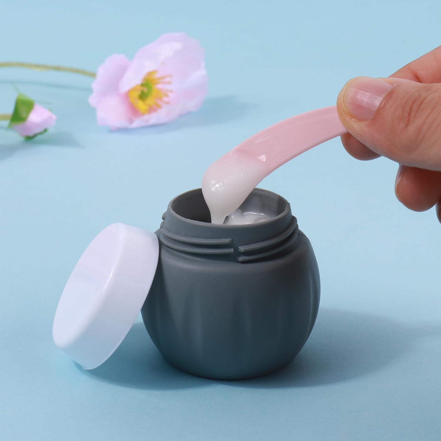 Travel Containers For Toiletries, Glamfields Tsa Approved 2Pcs 1.7Oz+3Pcs 1Oz Travel Size Silicone Jars Bpa Free, Leak-Proof Tra
