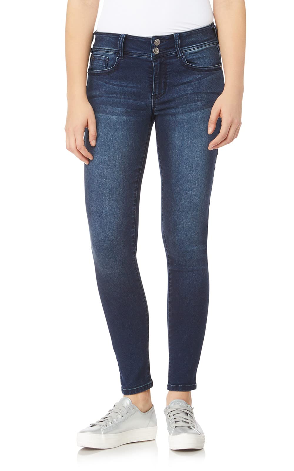 Wallflower Womens Ultra Skinny Mid-Rise Insta Soft Juniors Jeans (Standard And Plus), Shannon, 15 Short