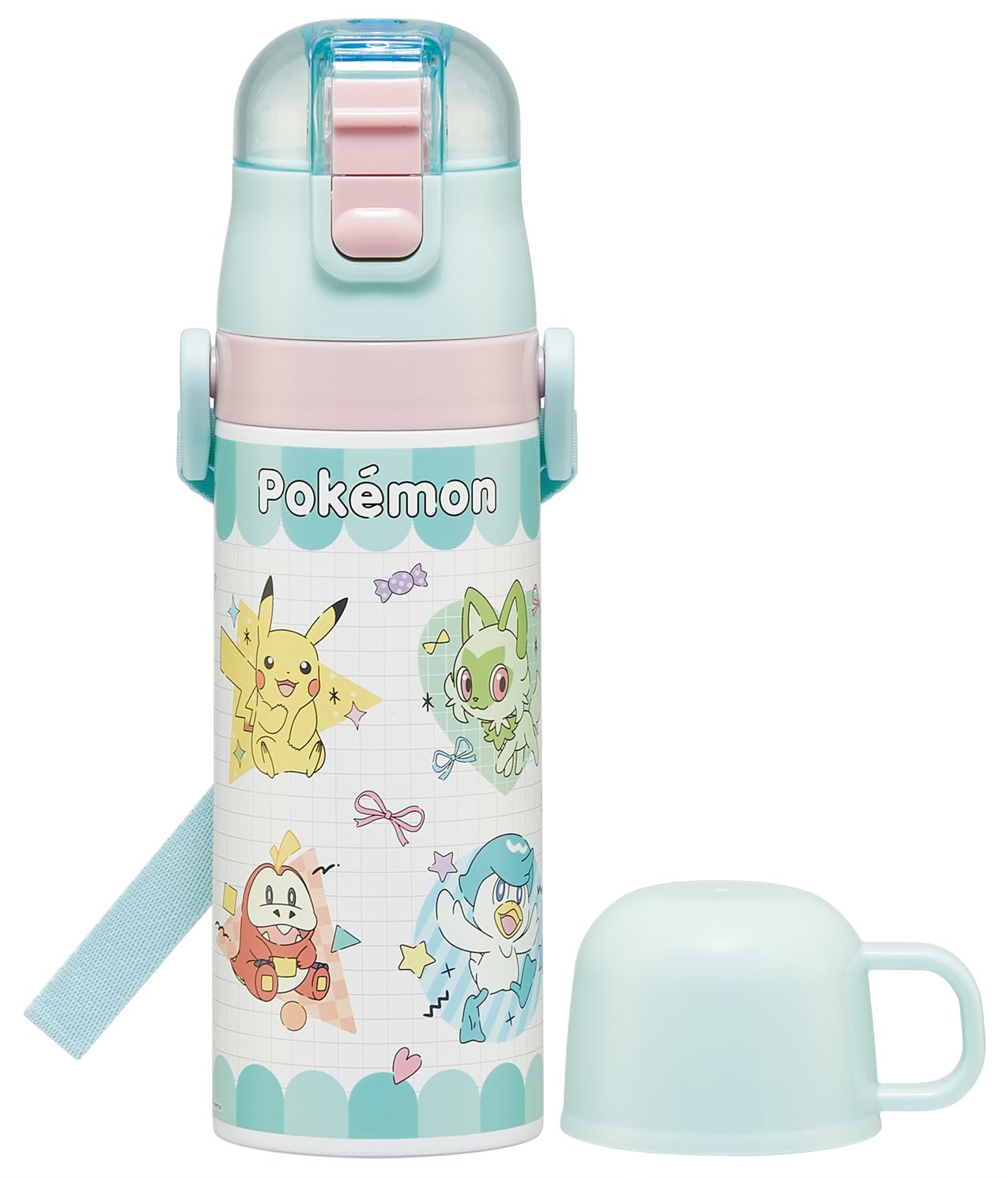 Skater SKDC4A Childrens Stainless Steel Water Bottle, 2Way Direct Drinking, 16.5 fl oz (470 ml), Cup Drinking, 15.2 fl oz (43