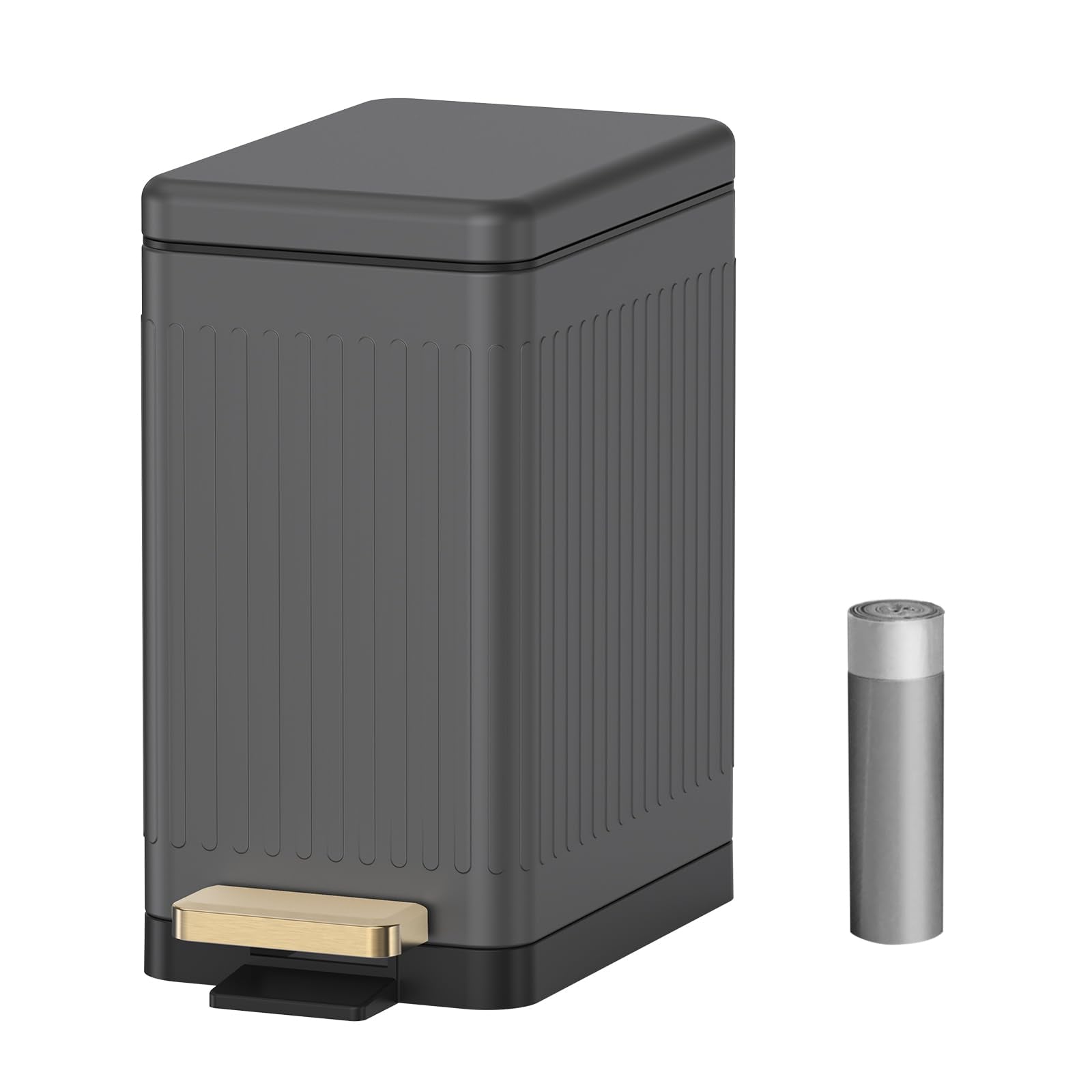 Mbillion Bathroom Trash Can with Lid-Stainless Steel Step Slim Garbage Can-Metal Wastebasket-10L/2.6 Gallon Rectangle Pedal Tras