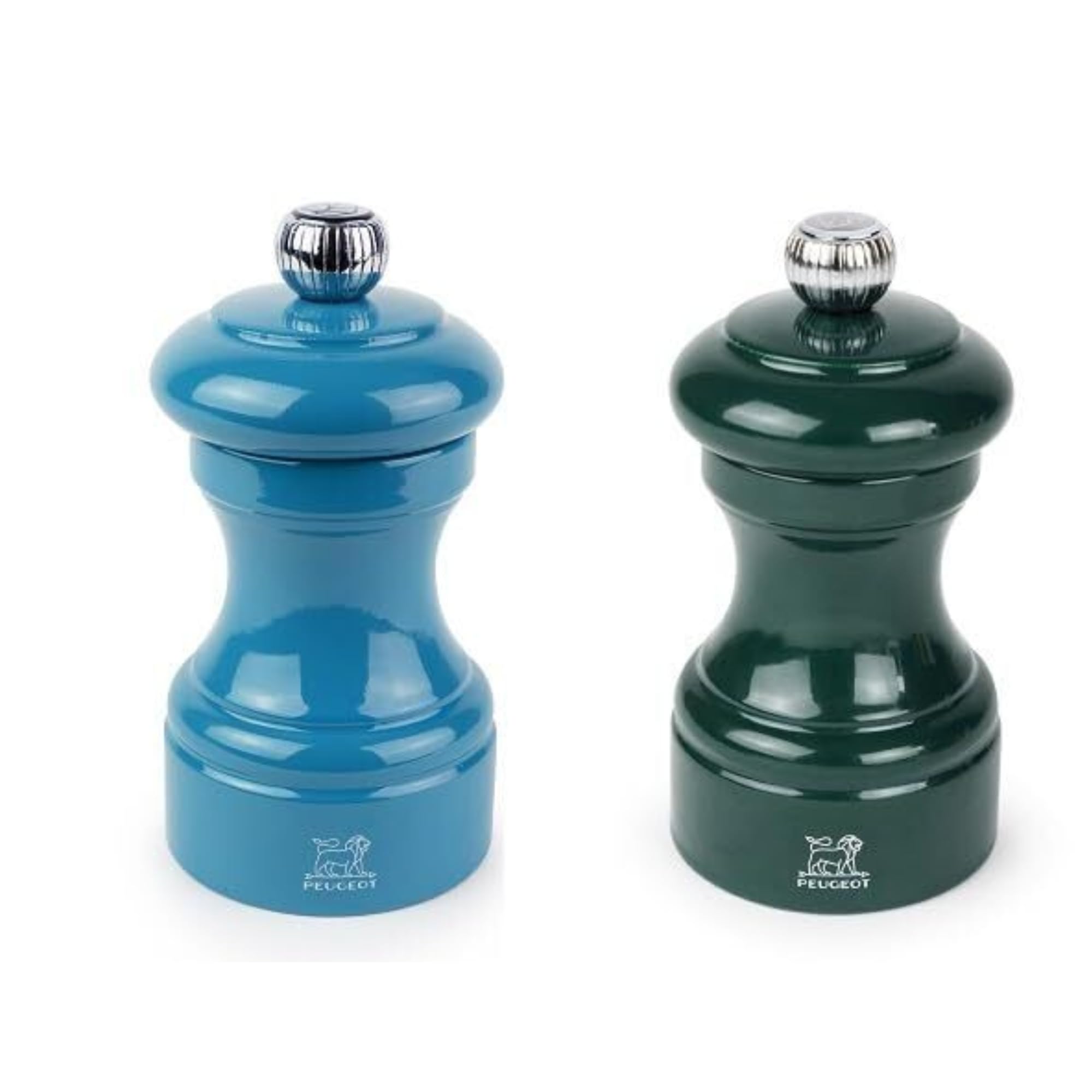 Peugeot Bistro Pepper and Salt Mill Set, 4in - Beechwood Mills with Adjustable Grinding - For Peppercorns and Rock Salt, Corrosi