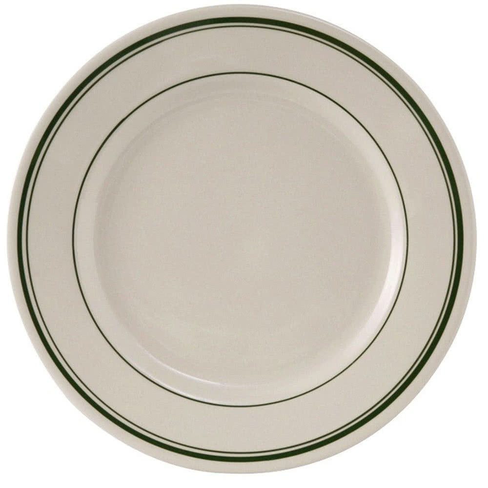 Yanco GB-8 Green Band 9 Dinner Plate, China, American White Color, Pack of 24